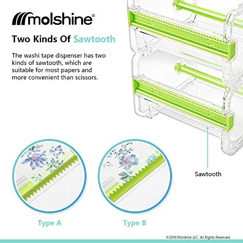 MOLSHINE 4 PACK PACK Transparente Desktop Multi Washi Misking Fita Storage Dispenser, Fita Cutter, Titular