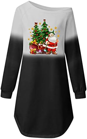 Vestido de camisa de tinta de gravata oplxuo para mulheres feias estampas de Natal vestidos de túnica longa de manga longa Mini vestido de gradiente casual gráfico de natal