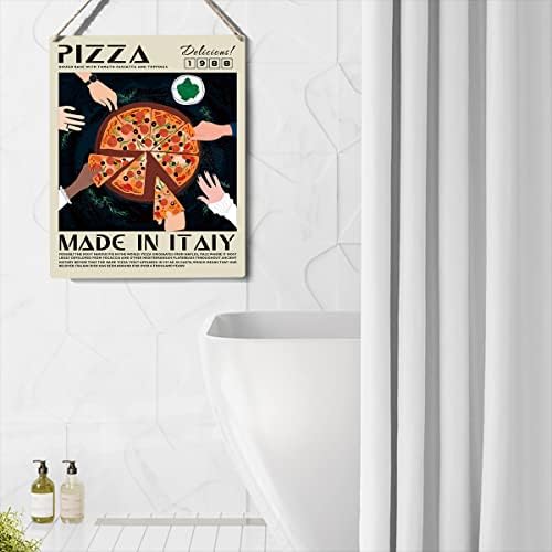 Decoração engraçada de cozinha decoração de pizza placas de madeira Pôsseres de parede de parede Pôsteres