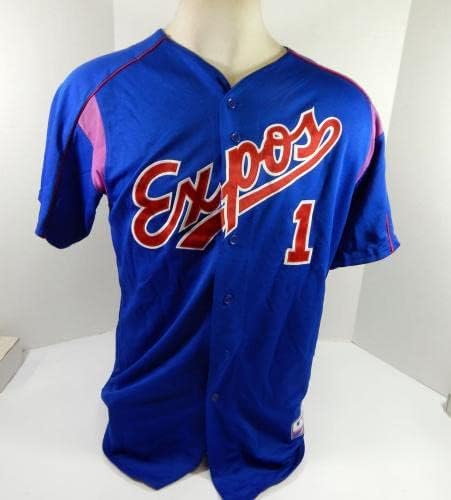 2003-04 Montreal Expos Domingo Matos 1 Game usado Blue Jersey BP ST L 823 - Jogo usou camisas MLB usadas