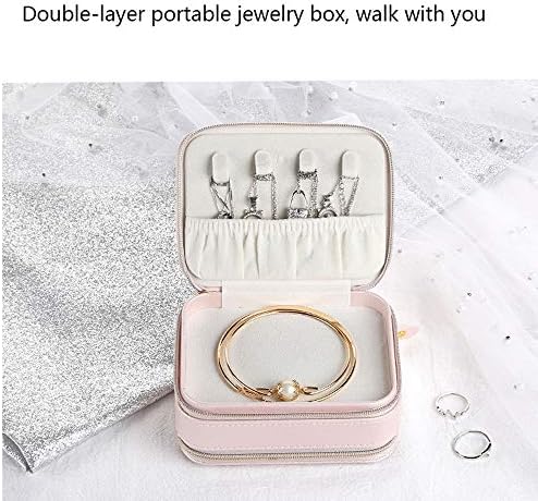 MJCSNH Caixa de jóias portáteis de camada dupla, caixa de joalheria portátil Jóia de joalheria Brincos Jóias de