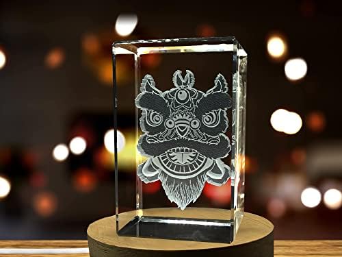 Leão chinês | Cristal gravado em 3D, lembrança | Presente/decoração | Colecionável | Lembrança | Presente de