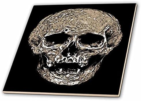 3drose vil sungy skull art ilustração em preto e greige - telhas