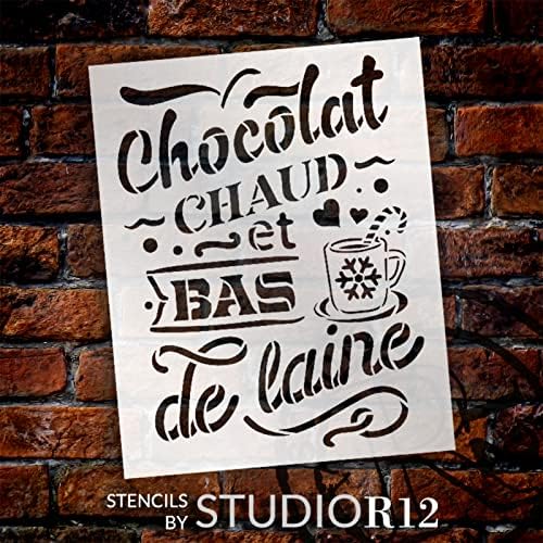 Chocolat Chaud et Bas de Laine Estêncil com caneca por Studior12 - Selecione Tamanho - EUA Made - Craft