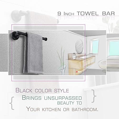 Toalha de mão preta rcak ， toalha de mão barra de toalha foste preto toalha de mão 9 polegada banheiro aço inoxidável