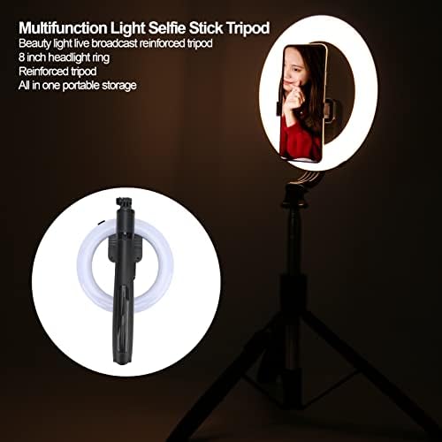 Luz de anel de 8 polegadas, 3 Luz de anel selfie de temperatura de cor com suporte para tripé para vlogging