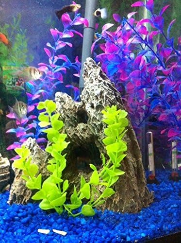 MALLOFUSA PLÁSTICA Tanque de peixe Grass de água artificial Plantas de aquário Decoração de ornamentos, 20,5 polegadas, azul rosa