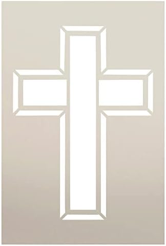 Estêncil cruzado descrito por Studior12 | Imagem da arte da fé cristã | Decoração de casa DIY