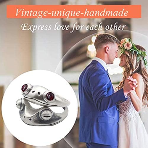 Anéis de sapo, anéis de casais ajustáveis ​​personalizados, alianças de casamento de animais fofos para