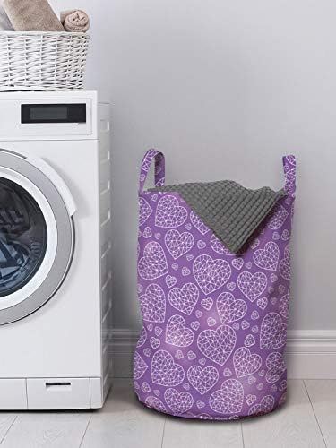Bolsa de lavanderia lunarável, estilo de esboço abstrato Motivos de amor, impressão poligonal, cesta de
