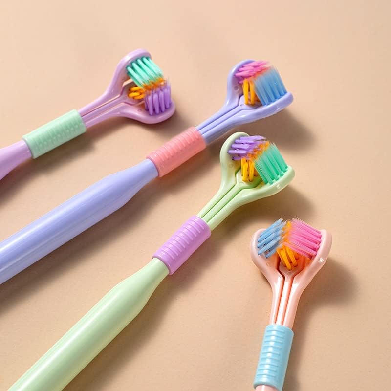 CuJux, três lados, escova de dentes de dentes macios Ultra Fine Bristle Gold Bristle Toothbrush Cuidado com