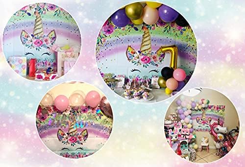 Huayi 5x3ft Unicorn Party Wall Decorações de parede arco-íris Flores do chá de bebê Birthday Sobremsert Table