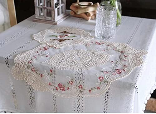 2PACK 12X18-In Retro Lace Placemats, Doilies de crochê francês, tapetes de mesa bordados à mão, bege