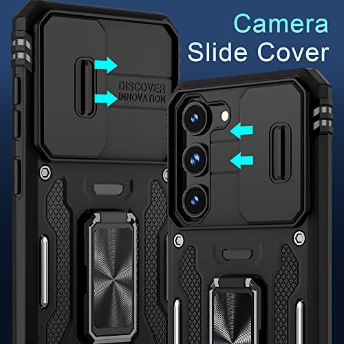 Deerlamn para a caixa Samsung Galaxy S23 com tampa da câmera deslizante+protetor de tela, [Kickstand