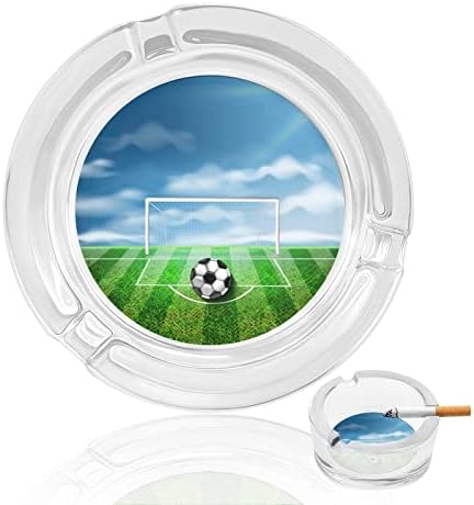 Cinzel de vidro de gola de campo de futebol de futebol para cigarro clássico de charuto redondo cinzeiros de