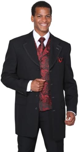 Milano Moda Bedida única, ventilação dupla, terno de moda com colete, gravata e hankie