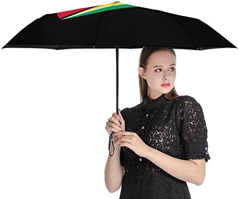 Bandeira da Guiana Viagem Umbrella à prova de vento 3 Folds Automotor aberto Fechar um guarda -chuva dobrável para