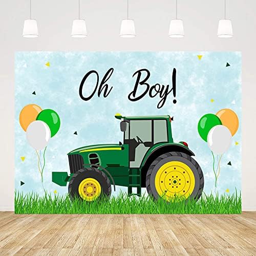 ABLIN 10x7ft Tractor Baby Shower Backdrop Para menino OH Garoto Decorações de chá de bebê Green