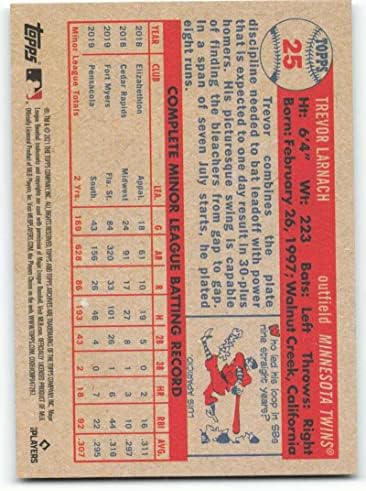 Trevor Larnach RC 2021 Topps Archives 25 ROOKIE NM+ -MT+ MLB Baseball Twins