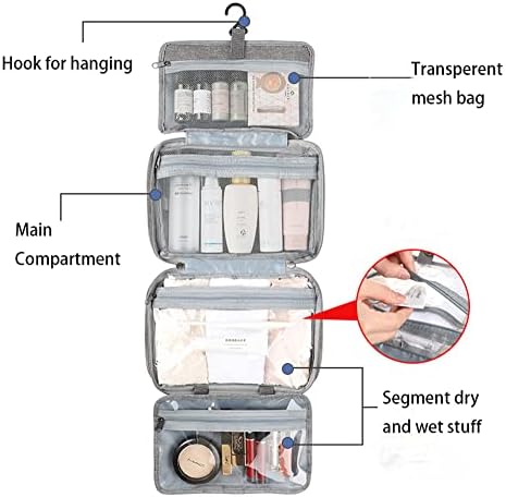 Organizador de bolsa de higieness de viagem de Virill 4 Seções penduradas em grandes estojos de