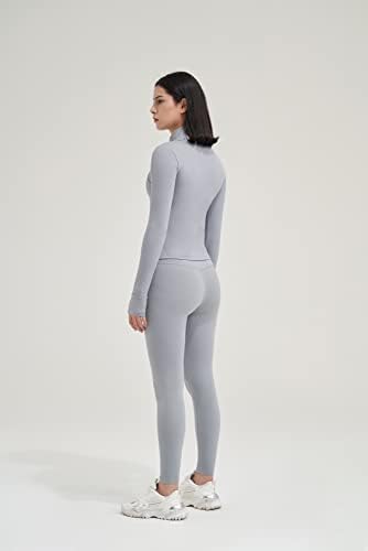 Jaquetas de exercícios de altiland zíper para mulheres, cortada de jaqueta de pista de ioga atlética cortada