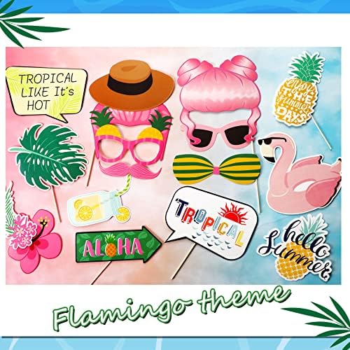 36 peças Flamingo Booth Props Hawaiian Luau Party Photo Booth Prop Flamingo Bachelorette Party Photo Booth