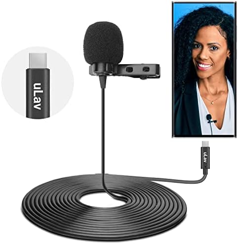MOVO ULAV - Clipe de lavagem USB -C omnidirecional com fio no microfone - clipe externo no microfone