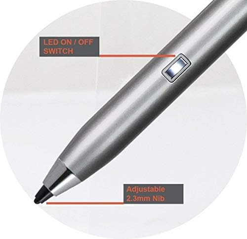 Broonel Silver Mini Fine Point Digital Active Stylus Pen compatível com o mais novo HP HP 17 17.3