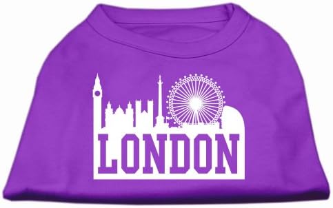 Mirage Pet Products London Skyline Tela Impressão Camisa Purple Med