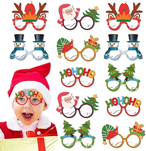 Kishi Christmas Paper Glasses | Conjunto de óculos de papel de Natal - quadros de óculos de papel flexíveis,