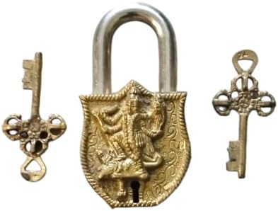 Deusa Kali Design Brass Lock Padlock, design de antiguidades artesanais, combinação colecionável