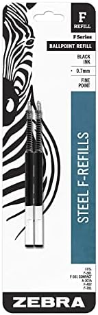 Série F-Série Zebra Reabilitação de aço inoxidável, ponto fino, 0,7 mm, tinta preta, 10 contagens