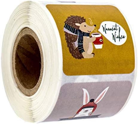 Adesivos de Natal de animais da floresta/250 tags de natal/designs múltiplos