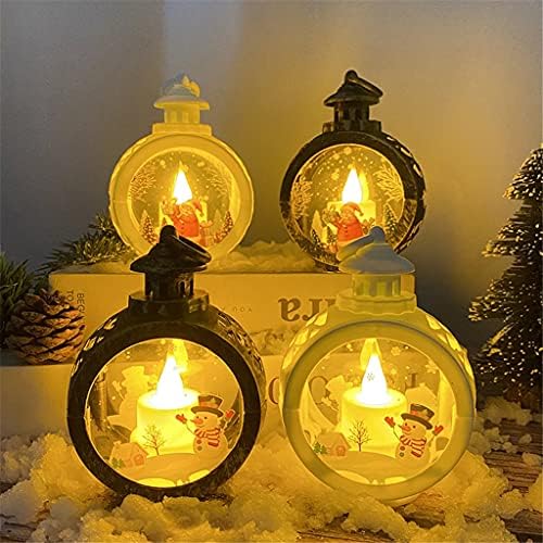 WodMB 4pcs/set Glass Plástico Lanterna Miniature Led Decoração de Natal Merry Xmas Party Tabel Decor
