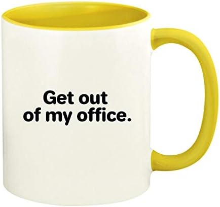 Saia do meu escritório - maçaneta de cor cerâmica de 11 onças e copo de caneca de café, amarelo