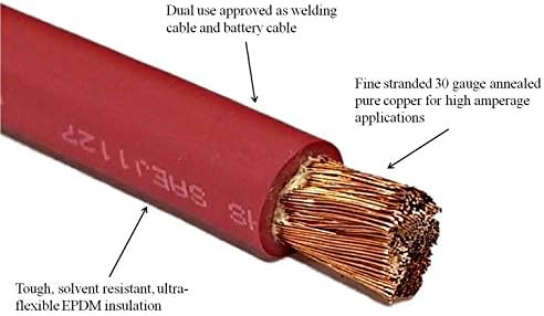 WNI 8 bitola 25 pés preto + 25 pés vermelho 8 awg Ultra Ultra Flexible Battery Copper Cable Free - feito