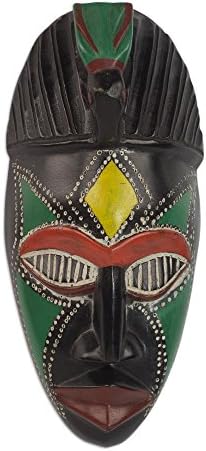 Máscara de madeira decorativa novica, multicolor