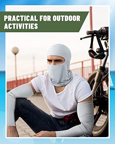 Zhanmai 8 Conjunto unissex balaclava máscara facial e mangas de braço máscara de esqui tampa de face completa