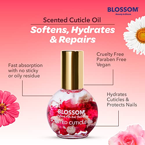Blossom hidratando, hidratante, fortalecedor, óleo de cutícula perfumada, infundida com flores reais,
