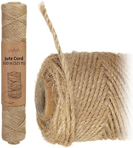 Corda de juta: barbante de barbante fino de 325 pés com 3 fios - barbante de jardim e barbante de jardim - barbante artesanal, corda de corda para artesanato - por Livaia