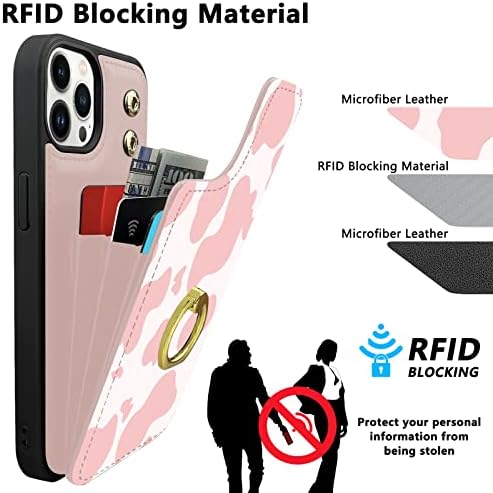 Topperfekt Compatível com iPhone 14 Pro Max Wallet Case com suporte para cartão, 360rotation Roting Ring