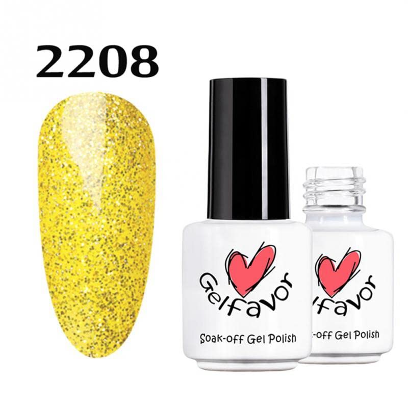8 cores 7ml série de glitter amarelo esmalte esmalte polonês diy gel uv unhas unhas