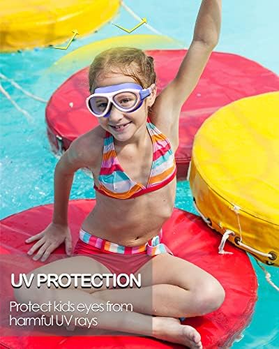 Óculos de natação de Eailuen para crianças jovens 5-15, máscara de natação à prova d'água de proteção