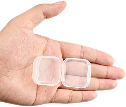 SKUPSY 20 PCS Mini Caixa de plástico transparente Caixa de jóias quadradas Caixa de armazenamento de