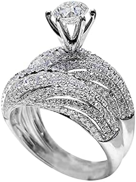Anéis de moda para mulheres senhoras brilho diamante completo diamante duplo conjunto de diamante anel promessa
