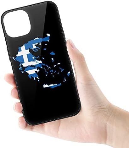 Flag da Grécia mapa de vidro capa de capa para iPhone 14 Caso de proteção à prova de choque fofo