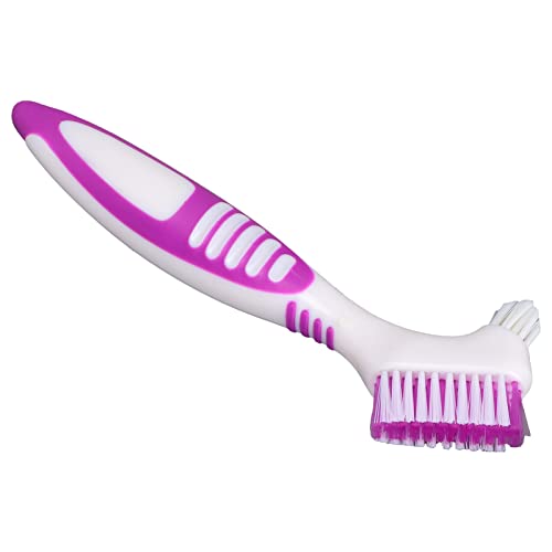 Escova de prótese de dentes de dentes de dentes de dentadura com cerdas de várias camadas, escova portátil