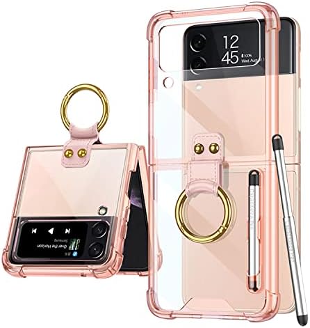 Anmengxinling Galaxy Z Flip 4 Case com S Pen, Holder de anel+S Pen Holder+Kickstand, Ultra Thin