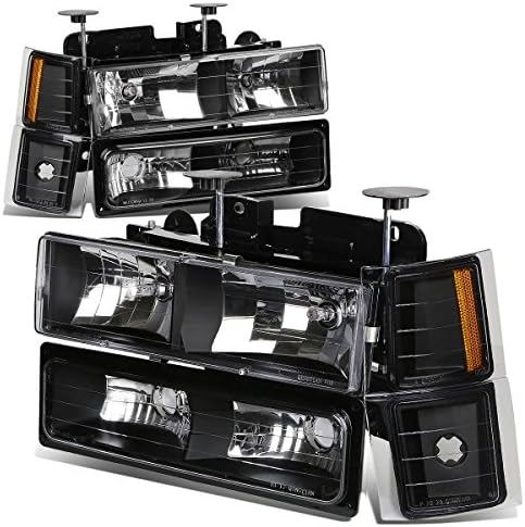 Par de automóveis de motorista preto/âmbar faróis+lâmpadas para pára-choque+luzes de canto âmbar