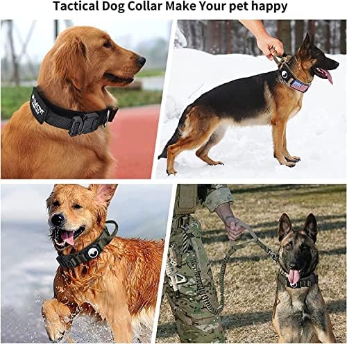 Colar de cachorro tático de airtag - colar de cachorro para treinar para cães grandes, colar de cães militares pesados